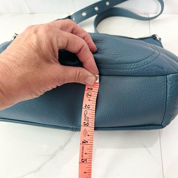 Stone & Co Pebbled Leather Teal Blue Hobo Shoulder Bag - Picture 15 of 15